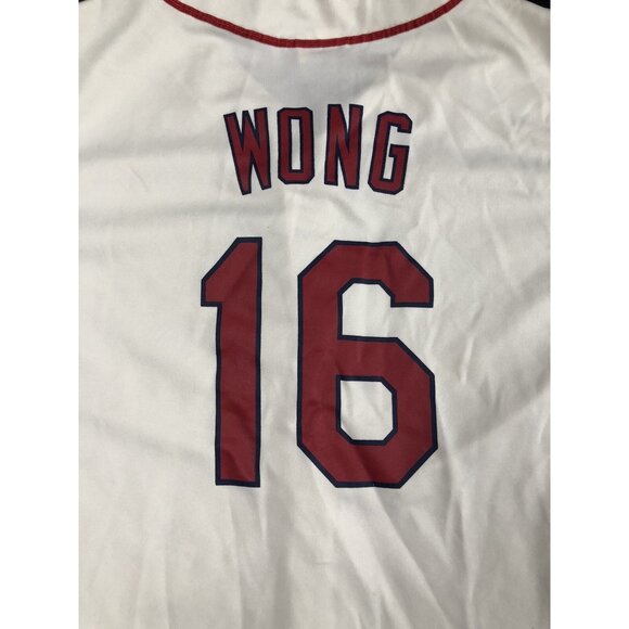 Cardinals Youth XL Buttons Jersey Shirt White Cream #16 Wong - Picture 10 of 10